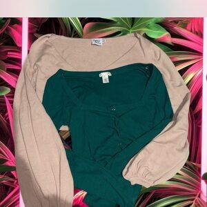 2 princess Polly long sleeve Beige and a Bozzolo Teal Blouses